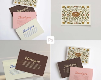 Horizontal Card Mockup Set, Greeting Card Mockup, 2 card mockup, 3 card mockup, 4 card mockup set, Invite Mockup Card, Greeting Card Set PSD