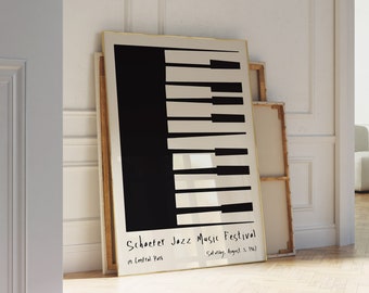 Piano Exhibition French Poster beige White Aesthetic Wall Decor Unique Poster Illustration Print Poster Exhibition Vintage Retro Trendy Gift