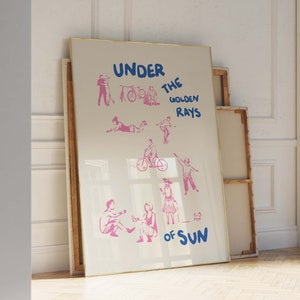 Pink Blaues Poster – Ausstellungswandkunst – Ästhetische Wandkunst – Pink Blue Print – Typografie Print – Handgezeichnete Skizze – Trendy Print