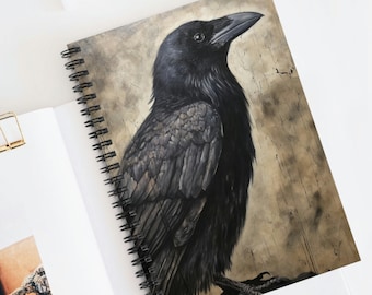 Ciemny zabytkowy notatnik Raven / Gotyckie artykuły piśmiennicze / Upiorny dziennik Black Crow Prezent dla niej / Wiedźmie artykuły piśmiennicze / Książka Black Bird Dark Academia