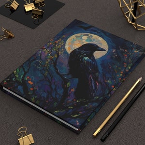 Raven Hardcover Notebook / Dark Academia Crow Journal / Witchy Gothic Stationary / Cottagecore Witch Aesthetic