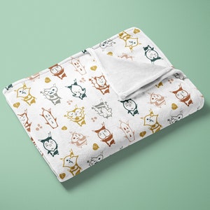 Korok Throw Blanket / White Zelda Blanket for Couch / Soft Woodland Cottagecore Link Baby Blanket / Videogame character gift ToTK BoTW