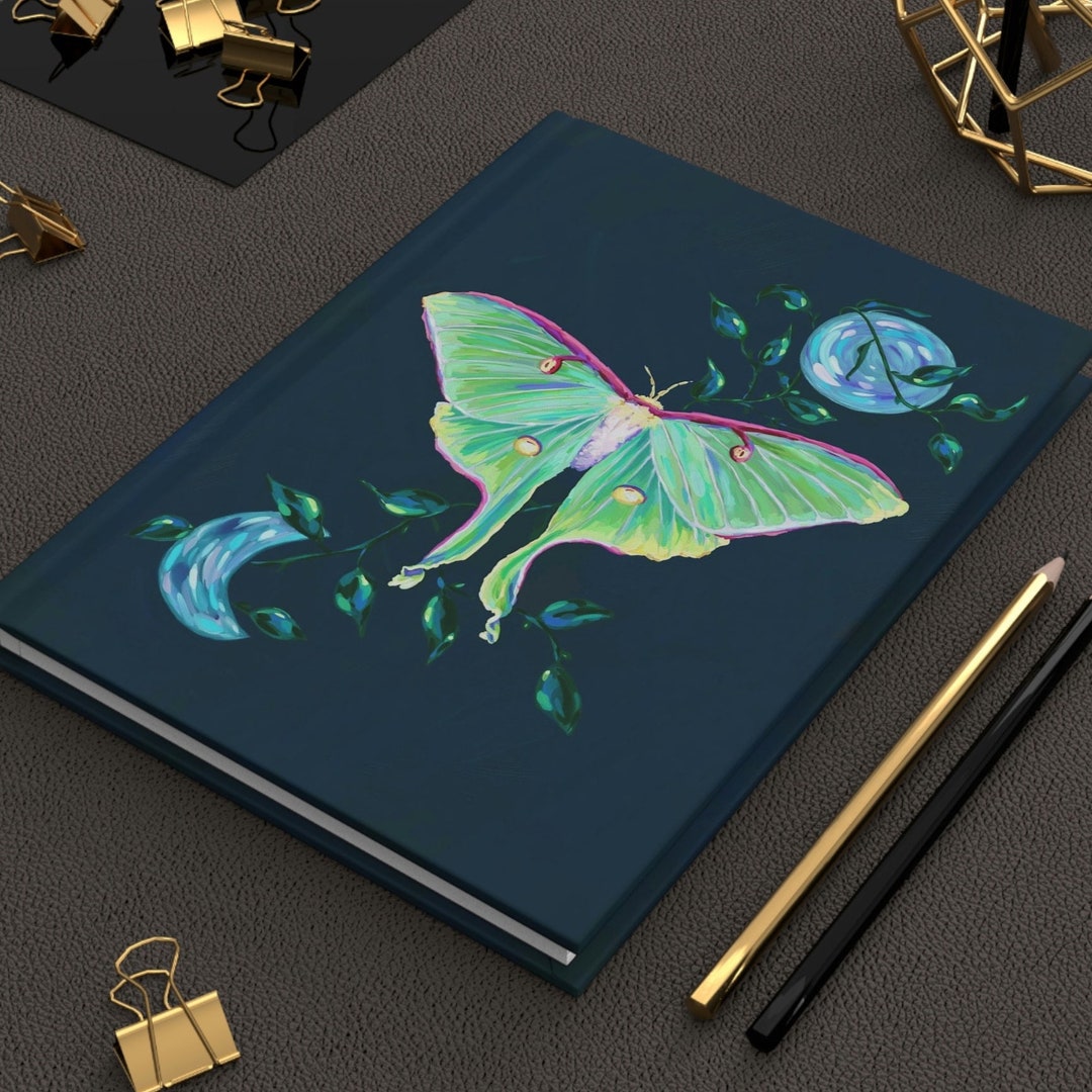 Moth Notebook Hardcover Luna Moth Journal / Ruled Line Witchy Notebook / Fairycore ...