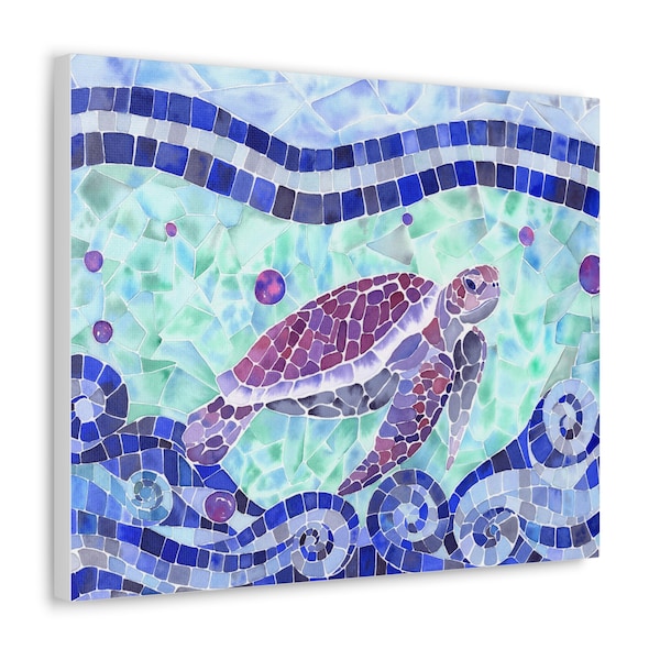 Sea Turtle Wall Art /  Underwater Watercolor Painting / Ocean Life Nursery Decor / Turtle Lover Gift / Artwork for Bathroom or Beach House