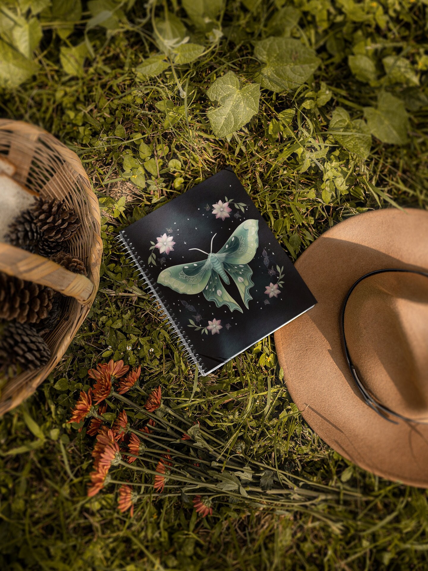 Moth Notebook Luna Moth Spiral Notebook / Witchy Lined Journal / Moon Moth Magical ...