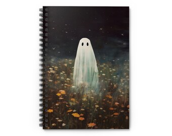 Vintage Ghost Spiral Notebook - Ruled Line / Witchy Dark Academia Journal / Gothic Ghost Painting Stationary / Cute Spooky Diary