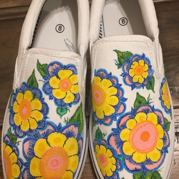 Women size 8 hand painted shoes
