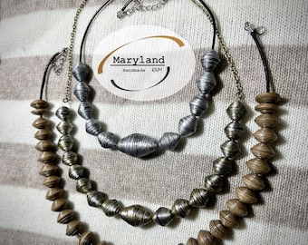 Paper jewellery, unique necklace, paper stone, 100% handmade, recycled paper,