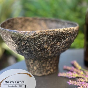 Large antique paper mache bowl,Black-Brown Color, Wabi Sabi,Handmade, Home Decor, for Dried Flowers,Unique,Lightweight Vessel,Antique style