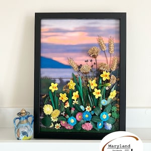 Narcissus Spring Flowers, Unique 3D Quilling Paper Art, paper quilling flowers, wall decor, quilling picture, quilling art, handmade,