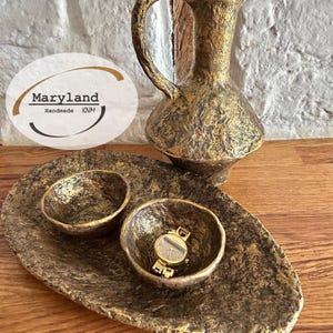 Paper Mache Set,Vase,Bowl,Tray,Decorative Shallow Vessel, Handmade, Home Decor for Dried Flowers,Lightweight, Wabi Sabi ,Antique style,