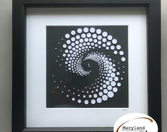 Unique 3D Quilling Paper Art, Black and White, Wall Art, quilling picture, Home décor, Gift, Handmade Spiral, vortex, swirl shape
