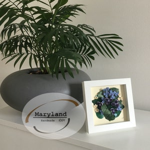 Blue flowers. 3D Quilling Wall Art. Paper flower quilling art. Quilling picture. Home Decor. Handcrafted Wall Art. Gift for mum.