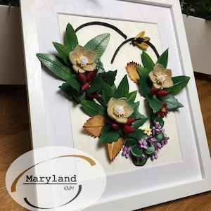 3D Quilling Wall Art. Paper flower quilling art. Quilling picture. Home Decor.Handcrafted Wall Art.Gift for her, for mother&#39;s day