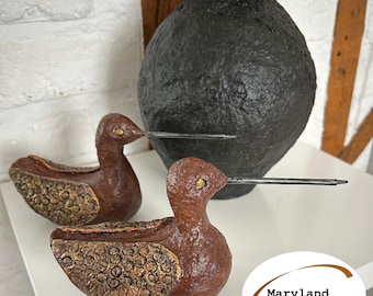 Antik handgjord papmaché Ankset, mässings- och kopparfärg, Ankprydnad, lantlig inredning, lantlig stil, heminredning