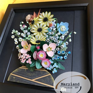 3D Quilling Paper Art,paper quilling flowers,wall decor,Framed Paper Flowers, perfect for a birthday,for mother’s day,Valentine&#39;s Day Gift