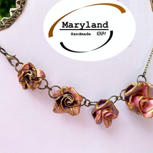 Origami roses jewellery sets, unique necklace and earrings, purple roses, handmade, recycled paper