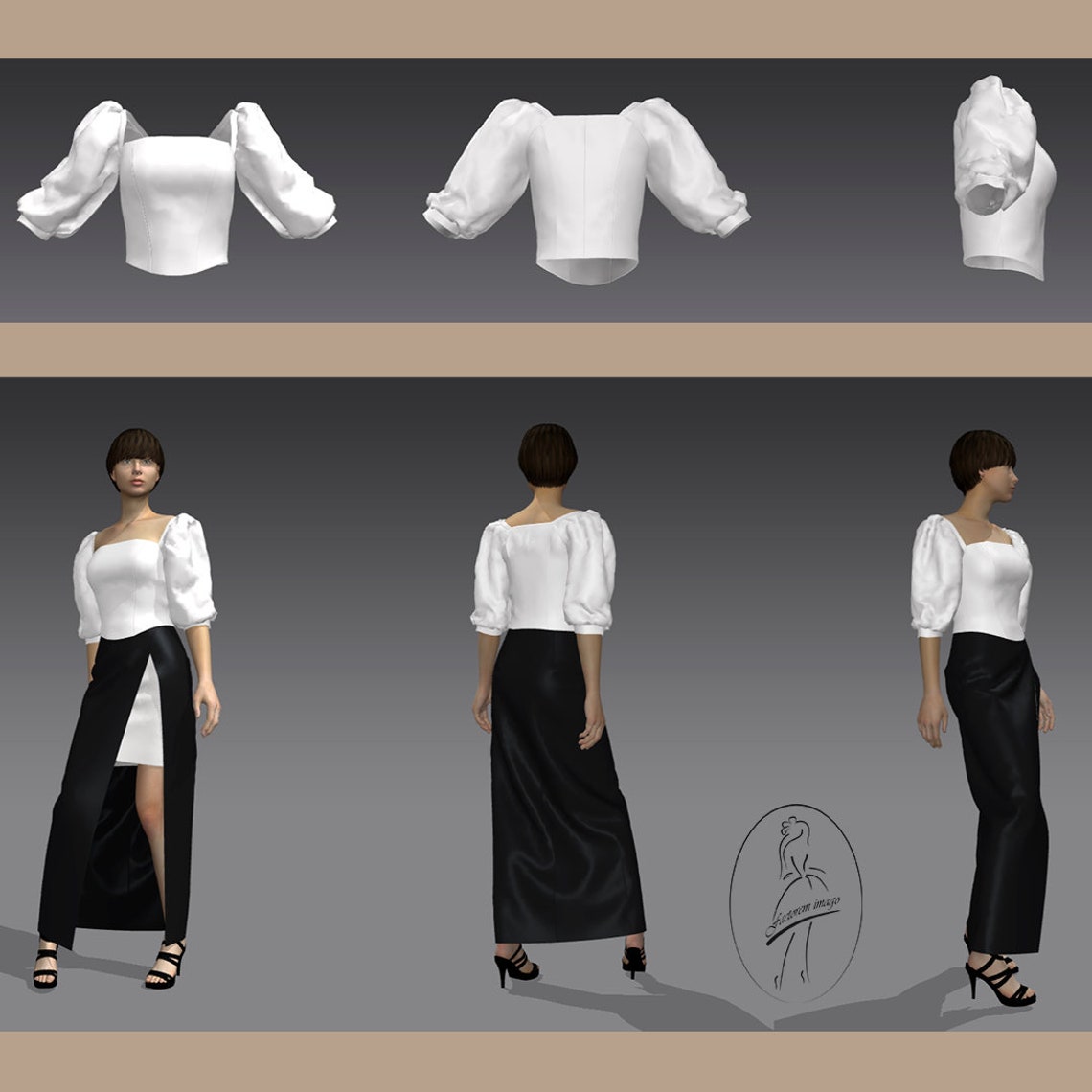 PDF Puff Sleeve Top sewing pattern / Square Neck Top / Strappy Etsy