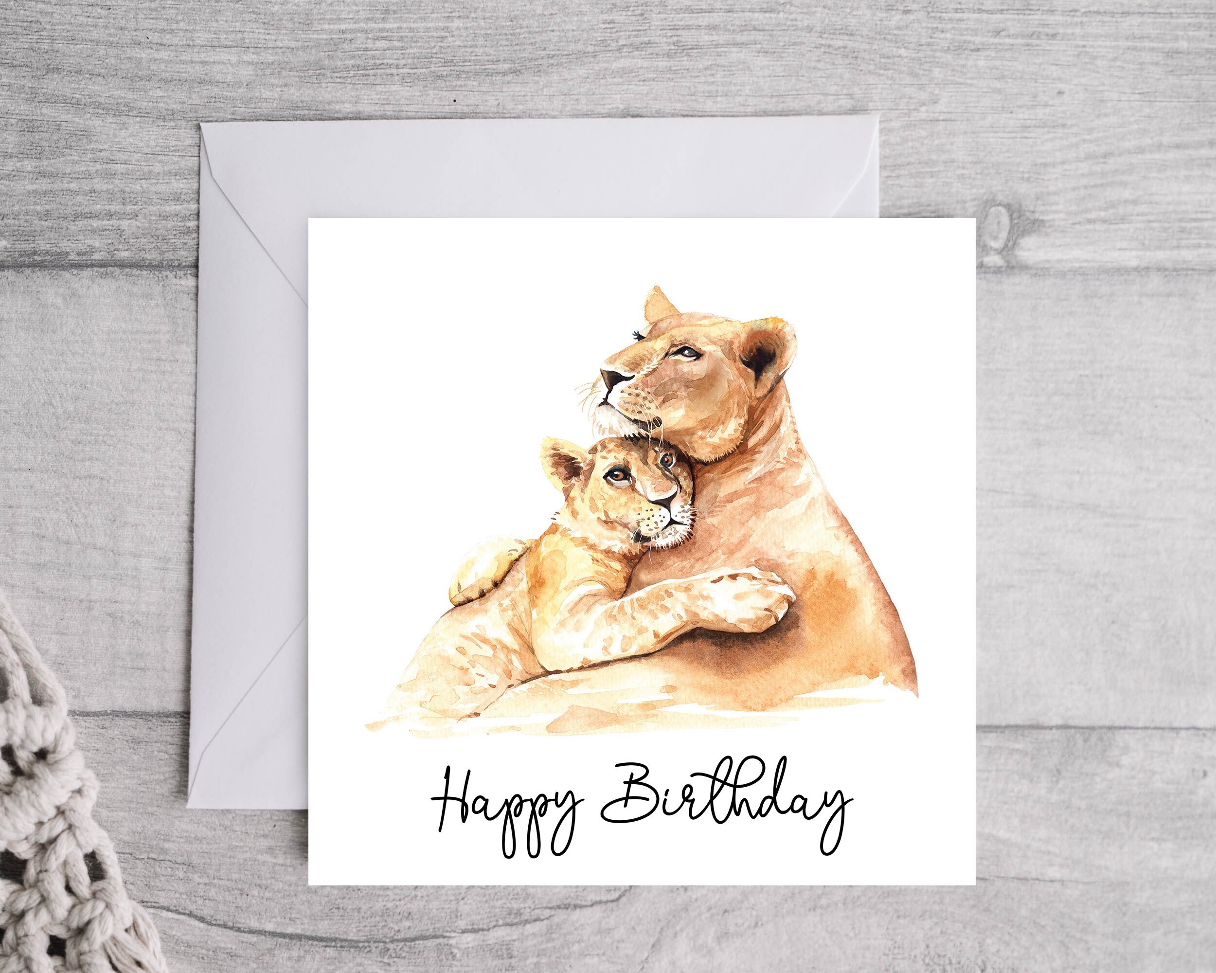 Süße Löwe Tier Geburtstag Tag Grußkarte. Erwachsene und Baby Etsy