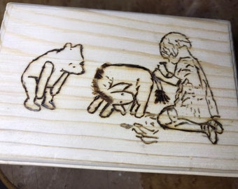 Winnie the Pooh: Eeyore Loses a Tail Chapter Inspired wood burning Jewelry Box