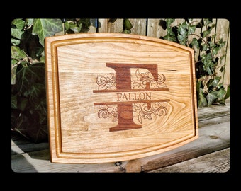 cutting board, personalized board, custom cutting board, wood cutting board, monogram, wedding gift, anniversary gift, laser engraved,