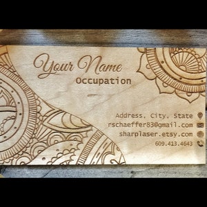 Paisley Wood Card, Wood Business Card, Business Card, Custom Business Card, Business Stationary, Laser Engraved, Wooden Business Card, Wood