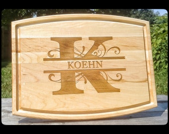 cutting board, personalized board, custom cutting board, wood cutting board, monogram, wedding gift, anniversary gift, laser engraved,