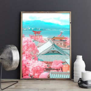 Miyajima LoFi Dream - Japanese Cyberpunk Art Poster: Explore the Futuristic Fusion of Anime, Vaporwave, and Cyberpunk Aesthetics!