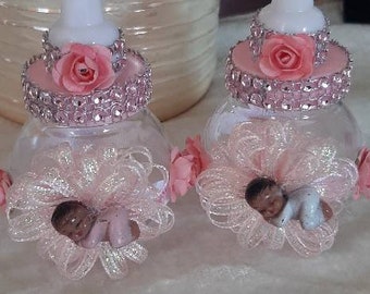 12-Baby Shower Party Favors Queen Girl Decorations Figurines Recuerdos Nina Pink 