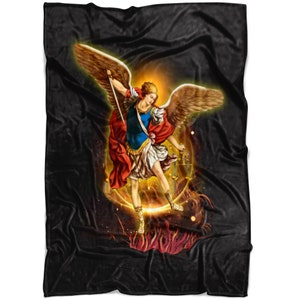 Saint Michael the Archangel Fleece Blanket, Cozy Blanket, Prayer, Home Decor, Christian, Catholic, Gift for Her, Catholic Saint