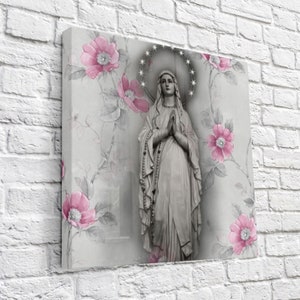 Mary met roze bloemen canvas wrap