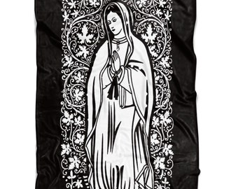 Blessed Mother Mary Fleece Blanket, Cozy Fleece Blanket, Prayer Blanket