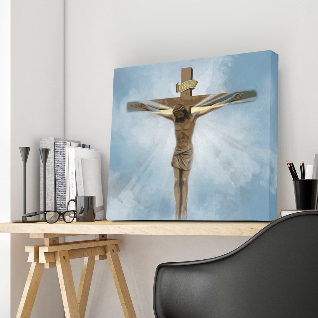 Jesus on the Cross Canvas Wall Art Home Decor Gift for Her Etsy