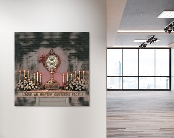 Blessed Sacrament Canvas Art, Eucharistie, Jesus Body & Blood, Usque Ad Mortem Obediens FACTUS