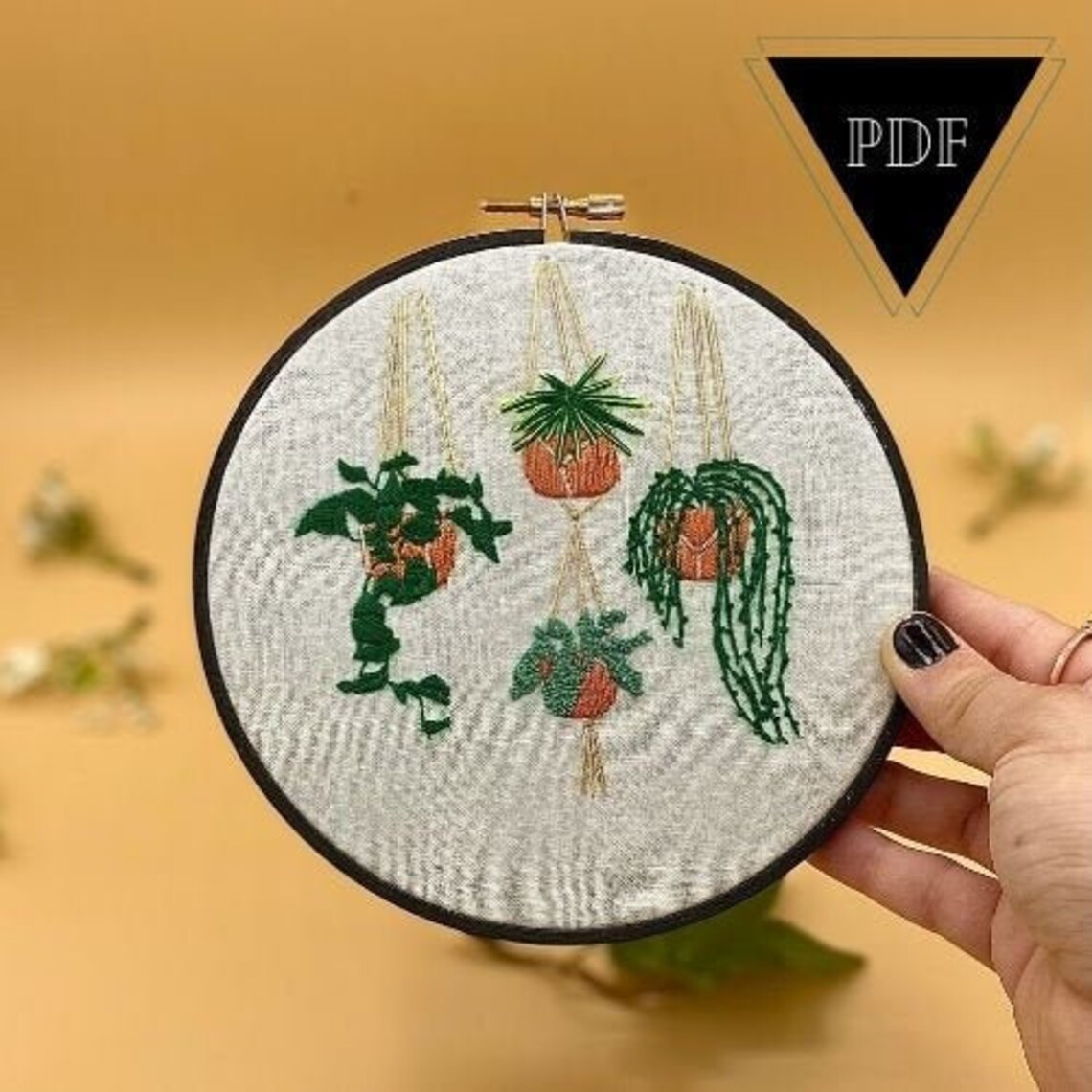 Hanging Plants PDF Download Embroidery Pattern Houseplant Etsy