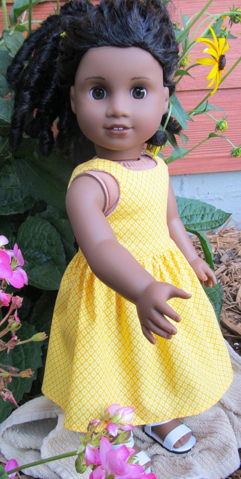 Summer doll apparel Summer/'s Here 18 inch doll outfit Handmade doll dress Sundress Summer sundress
