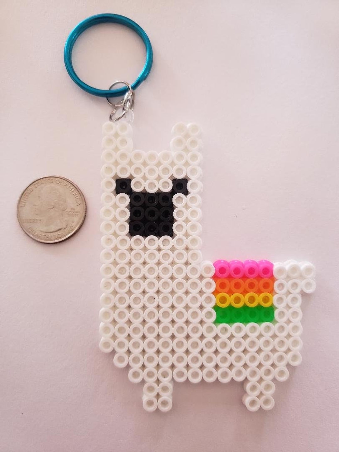 Perler Bead Llama Keychain Lanyard Hama Art Etsy