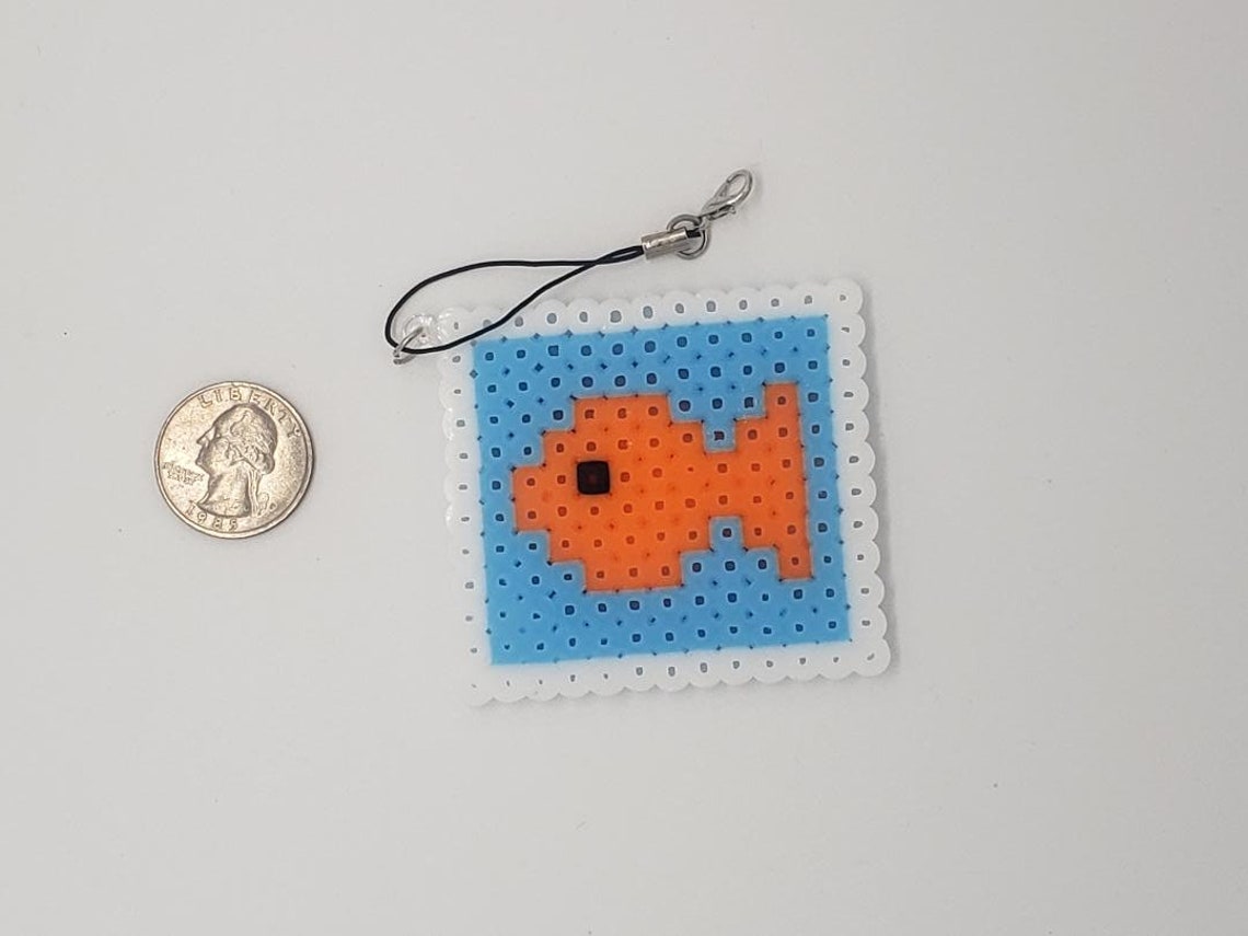 Perler/hama Bead Goldfish in Bowl Clip on for Backpack Etsy