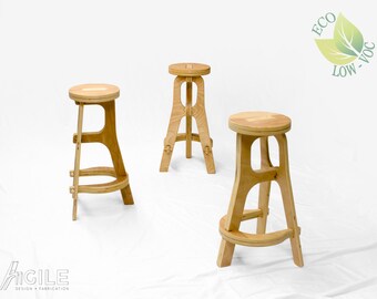 KAWA Birch Plywood Stool: Modern Bar or Counter Height