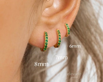 Green Hoop Earrings Thick Curve Hoop Earrings Green Earrings 