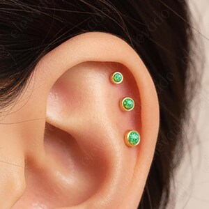 Assorted Fire Opal Stud Earring Stack • gift for her • internally threaded flat back labret • earring set • minimalist earrings • elevado