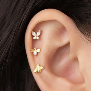 Natur Knorpelohrring Set: Sterling Silber Helix Tragus Ohrringe