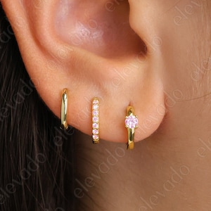 Dainty Pink Charm Hoop Earrings Gift Set • Huggie Hoop Earrings • earring set • gift ready • gift for her • christmas gift set