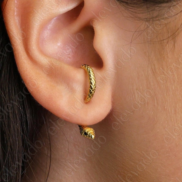 Snake Front Back Stud Earrings • serpent ear jacket • unique earrings • snake jewelry • serpent earrings • elevado jewelry
