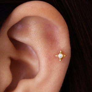 Clous d'oreilles en or cartilage petite étoile 18G/16G • boucles d'oreilles conques • petits clous • clou en cartilage • clou en hélice • clous tragus • fond vissé