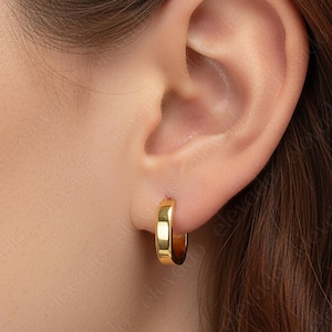 Thick Gold Hoop Earrings: 18k Gold Plated Sterling Silver