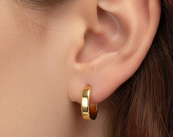 Thick Gold Hoop Earrings: 18k Gold Plated Sterling Silver