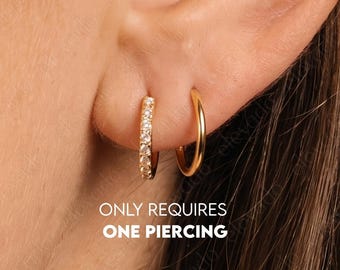Paved Spiral Earrings • double hoop earrings • spiral loop earrings • threader hoops • double hoop earrings