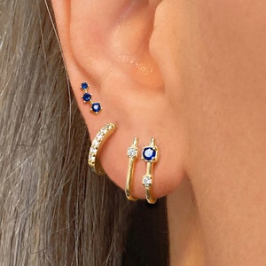 Sapphire Double Hoop Earring Gift Set • sapphire jewelry • gift ready • gift for her • gift for mom • christmas gift • gift set