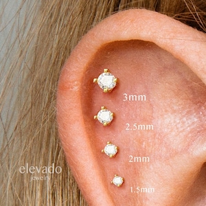 20G/18G/16G Rose Gold Threadless Push Pin Labret Stud • Solid 925 Sterling Silver • Tragus Stud • Flat Back Earring • Helix • Conch